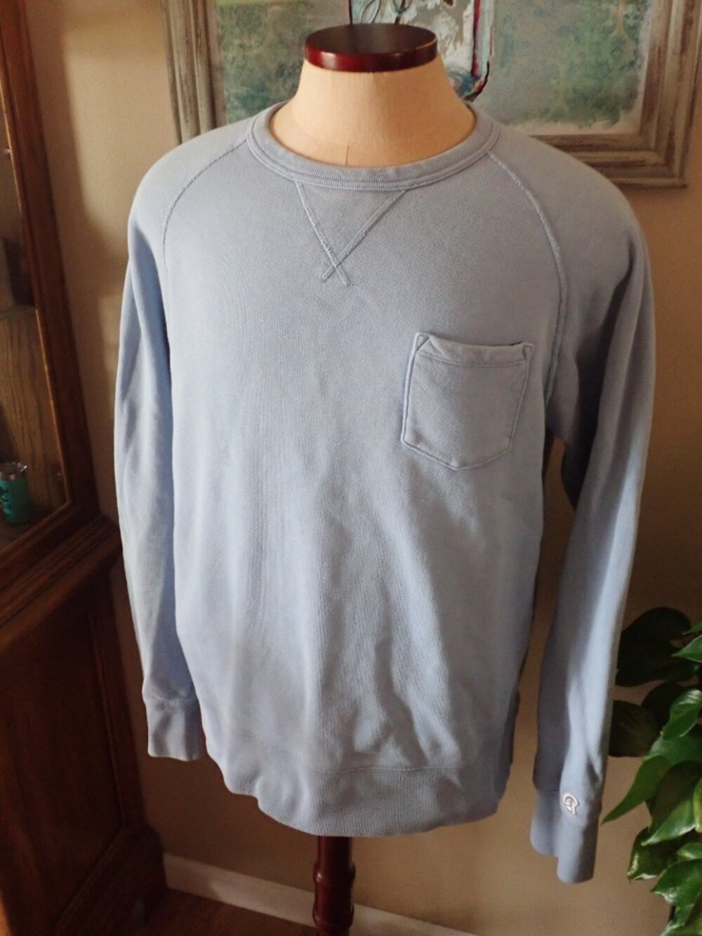 Todd Synder Champion Sweatshirt Men's XL Pocket Crew Pullover Heavy Lt Blue